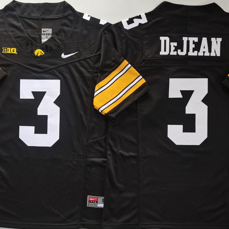 Iowa Hawkeyes Black #3 DEJEAN Stitched Jersey