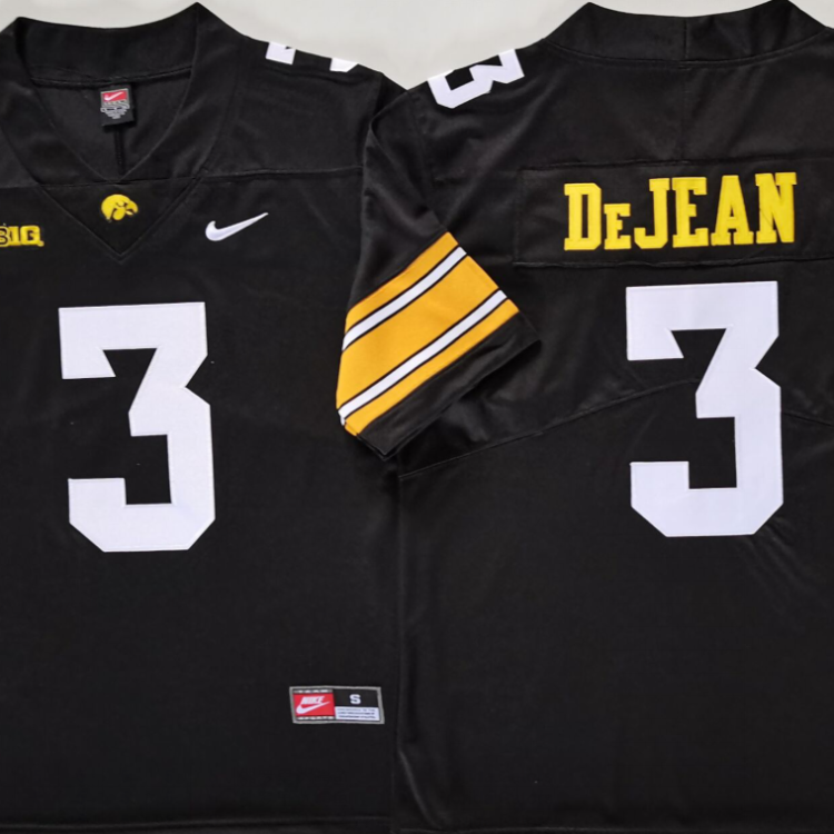 Iowa Hawkeyes Black #3 DEJEAN Stitched Jersey