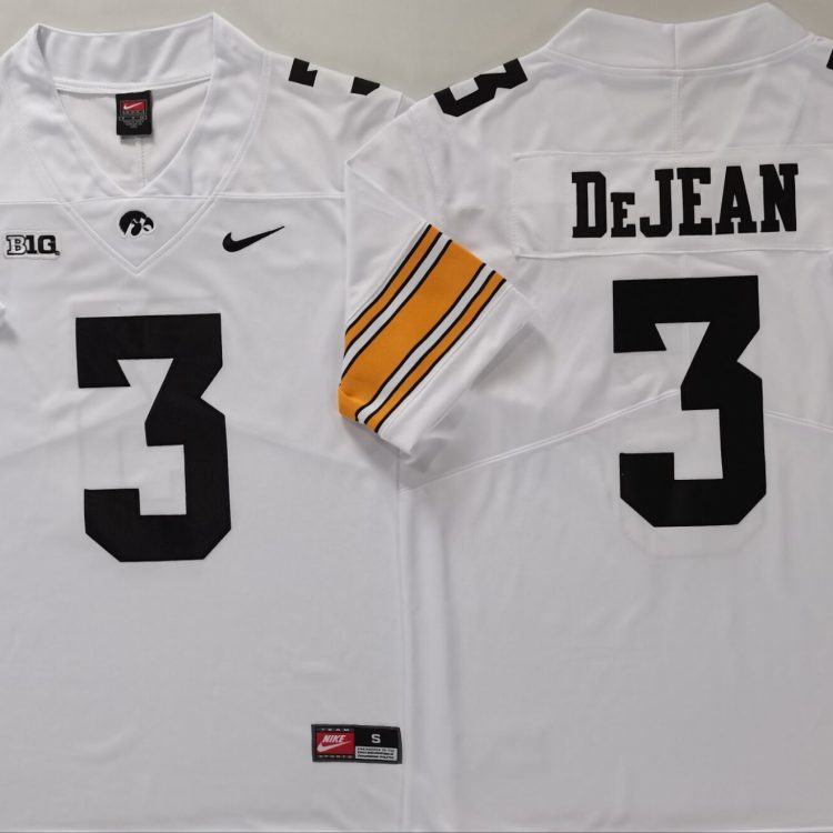 Iowa Hawkeyes White #3 DEJEAN Stitched Jersey