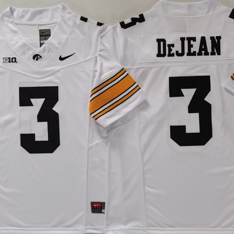 Iowa Hawkeyes White #3 DEJEAN Stitched Jersey