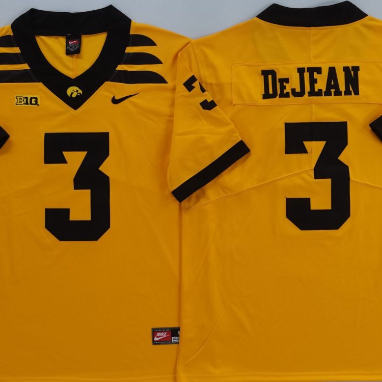 Iowa Hawkeyes Yellow #3 DEJEAN Stitched Jersey