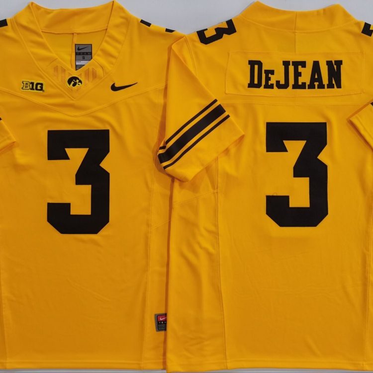 Iowa Hawkeyes Yellow #3 DEJEAN Stitched Jersey
