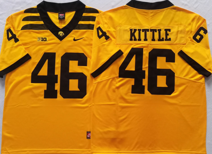Iowa Hawkeyes Yellow #46 KITTLE Stitched Jersey