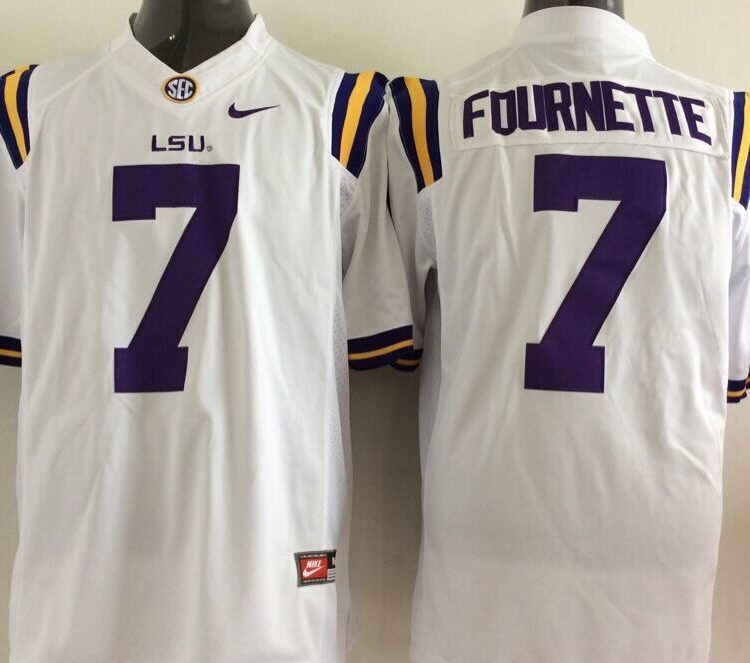LSU Tigers #7 White Fournette Stitched Jersey