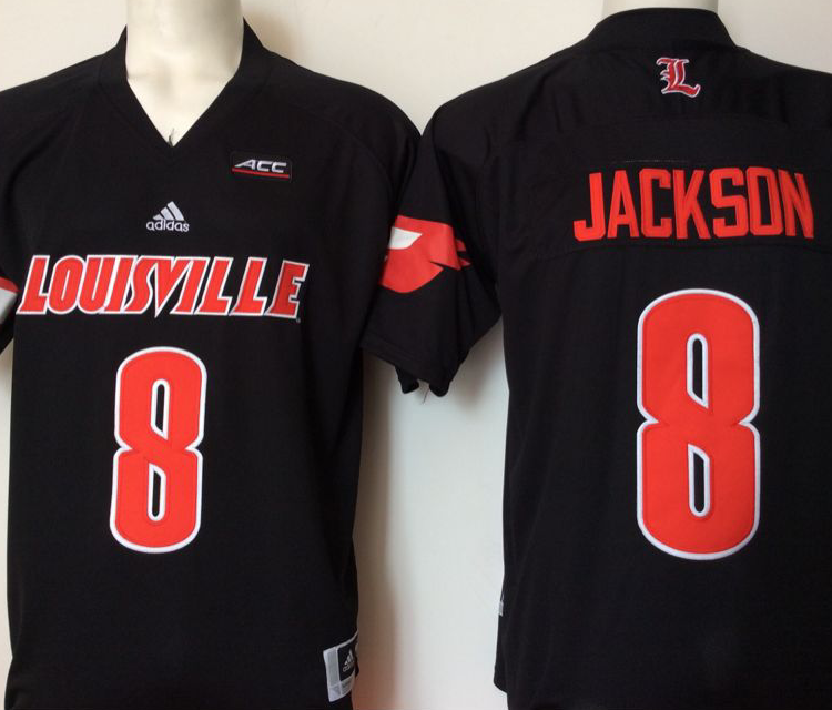 Louisville Cardinals Black #8 Jackson Stitched Jersey