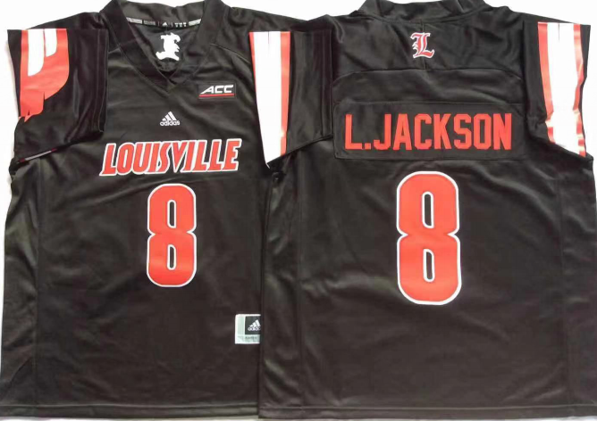 Louisville Cardinals Black #8 L.JACKSON Stitched Jersey
