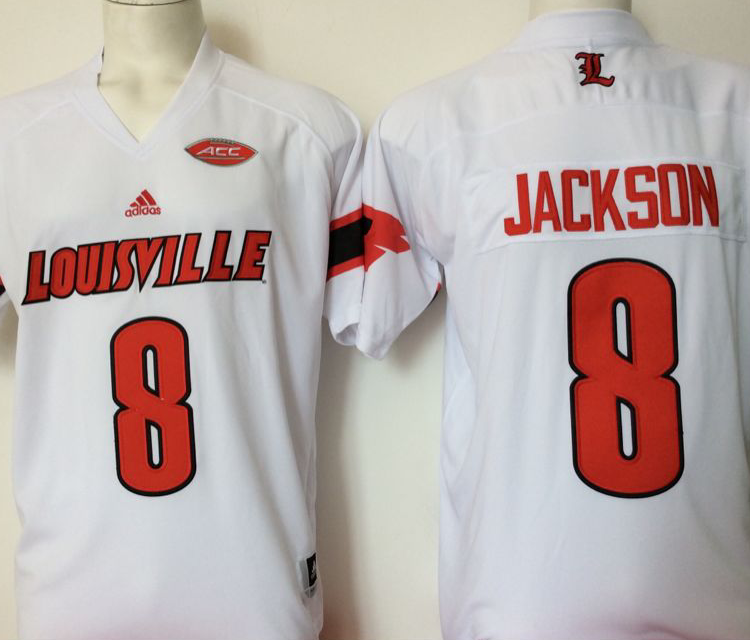 Louisville Cardinals White #8 Jackson Stitched Jersey