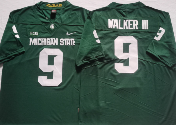 Michigan State Spartans Green #9 WALKER III Stitched Jersey