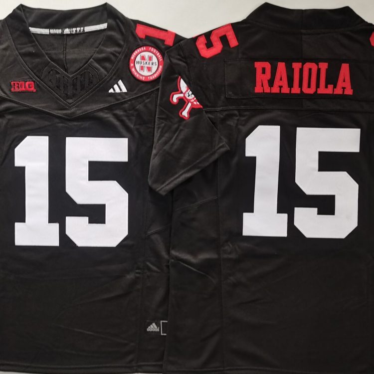 Nebraska Huskers Black #15 RAIOLA Stitched Jersey