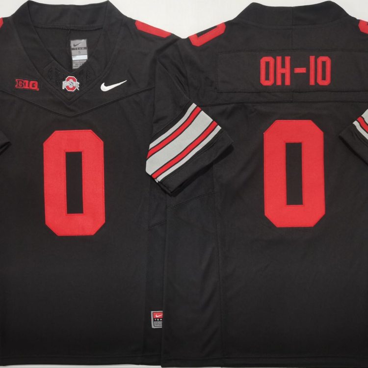 Ohio State Buckeyes Black #0 OH-IO Stitched Jersey