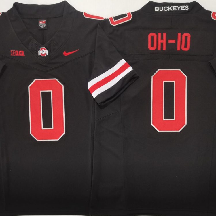 Ohio State Buckeyes Black #0 OH-IO Stitched Jersey