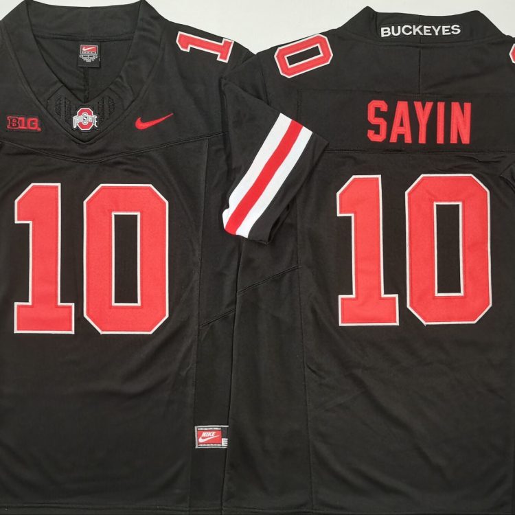 Ohio State Buckeyes Black #10 SAYIN Stitched Jersey