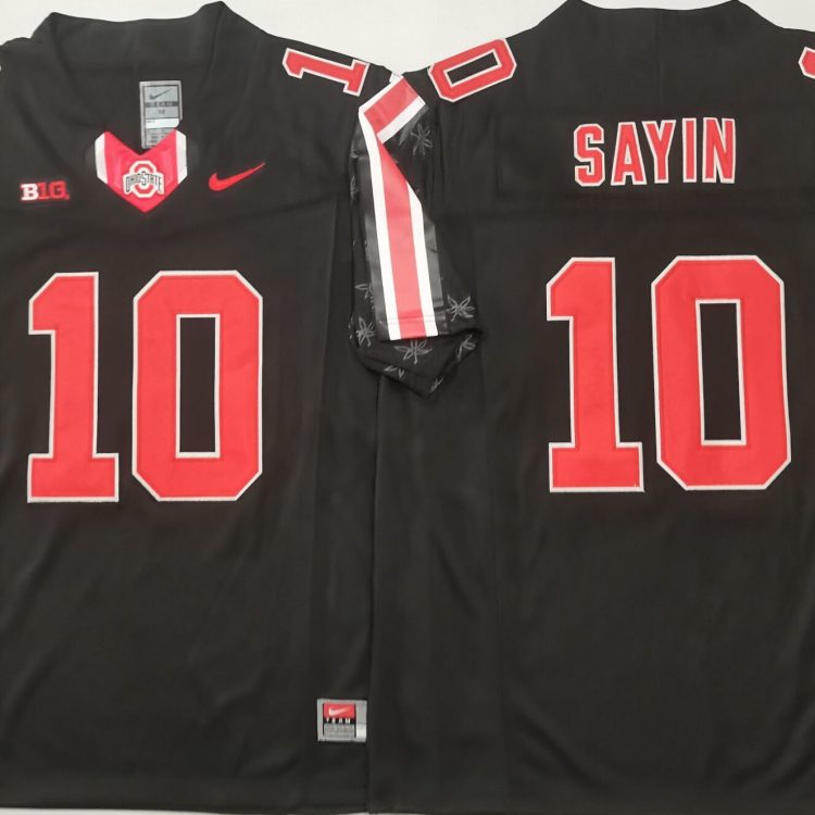 Ohio State Buckeyes Black #10 SAYIN Stitched Jersey