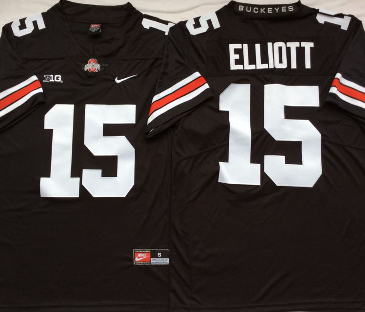 Ohio State Buckeyes Black #15 ELLIOTT Stitched Jersey