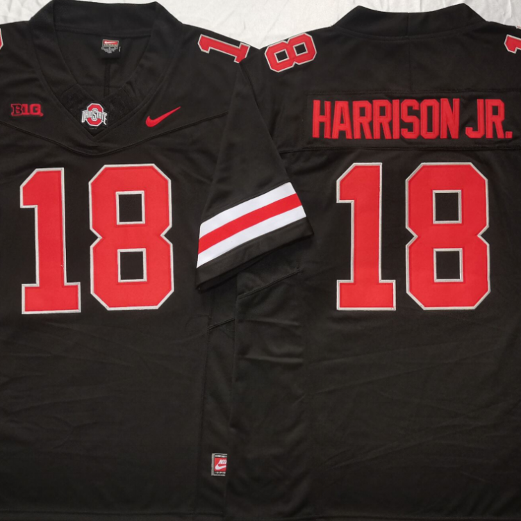 Ohio State Buckeyes Black #18 HARRISON JR. Stitched Jersey