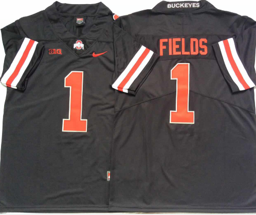 Ohio State Buckeyes Black-Red #1 FIELDS Stitched Jersey