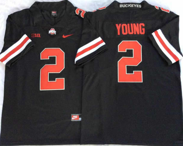 Ohio State Buckeyes Black-Red #2 YOUNG Stitched Jersey