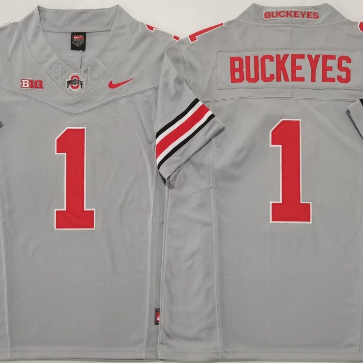 Ohio State Buckeyes GRAY #1 BUCKEYES Stitched Jersey