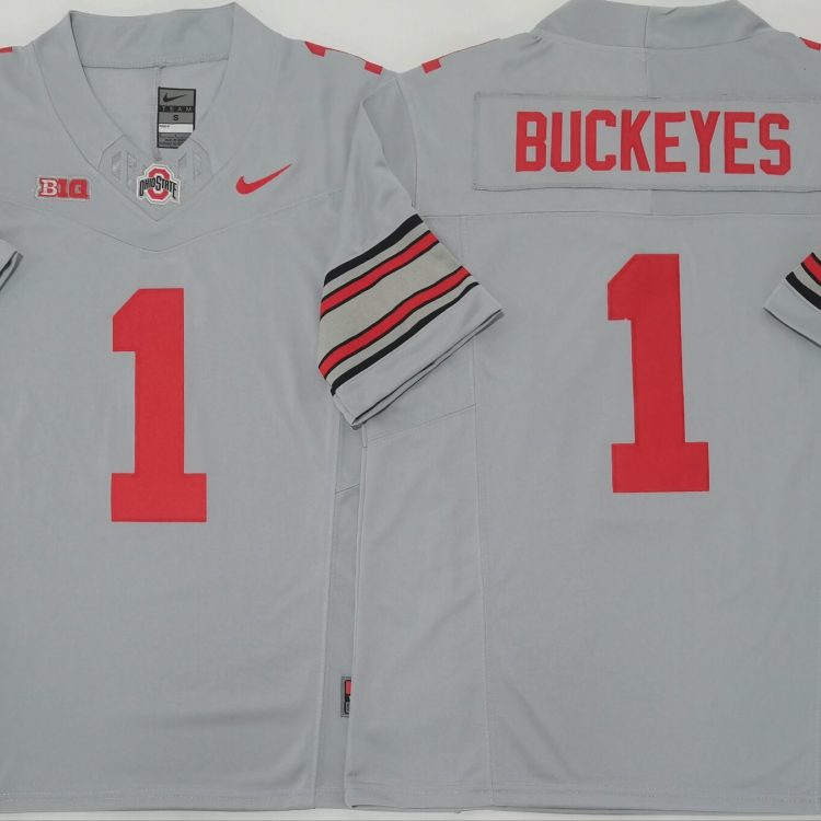 Ohio State Buckeyes GRAY #1 BUCKEYES Stitched Jersey