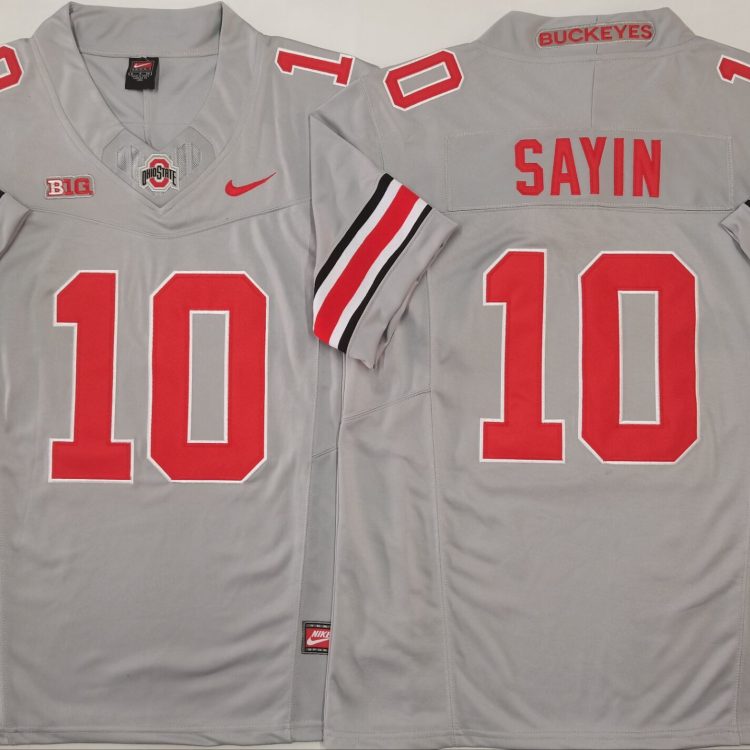 Ohio State Buckeyes Gray #10 SAYIN Stitched Jersey