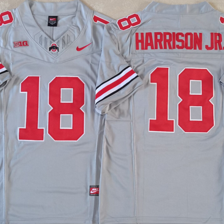 Ohio State Buckeyes GRAY #18 HARRISON JR. Stitched Jersey