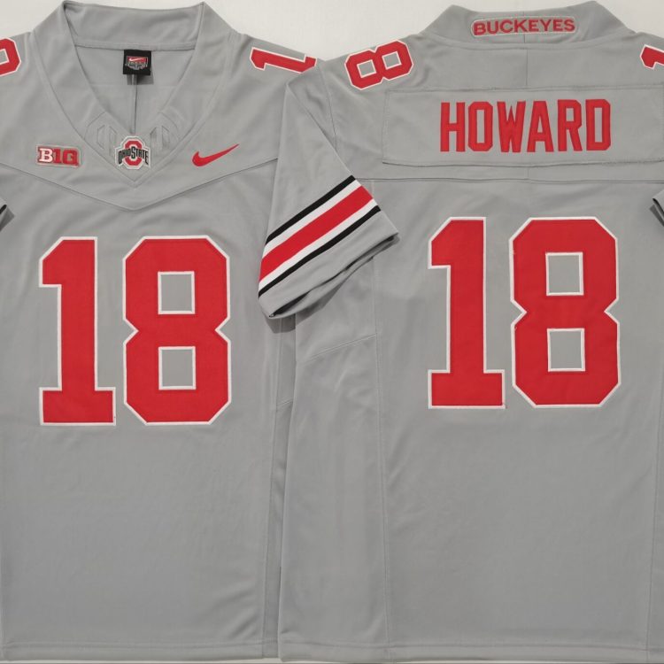 Ohio State Buckeyes GRAY #18 HOWARD Stitched Jersey