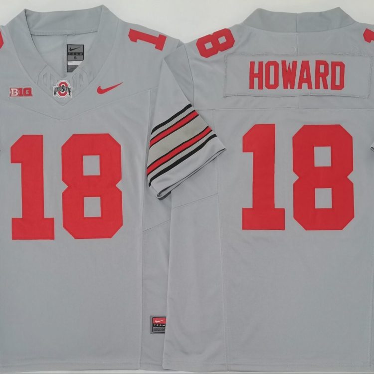 Ohio State Buckeyes GRAY #18 HOWARD Stitched Jersey