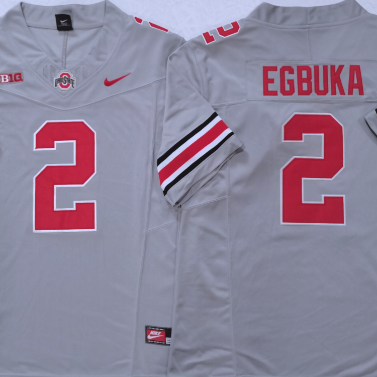 Ohio State Buckeyes GRAY #2 EGBUKA Stitched Jersey