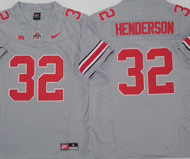Ohio State Buckeyes GRAY #32 HENDERSON Stitched Jersey