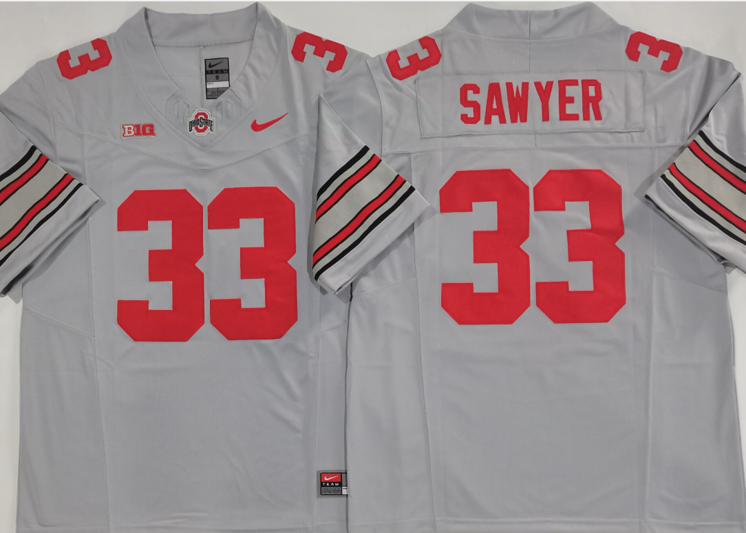 Ohio State Buckeyes GRAY #33 SAWYER-2