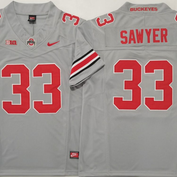 Ohio State Buckeyes GRAY #33 SAWYER Stitched Jersey
