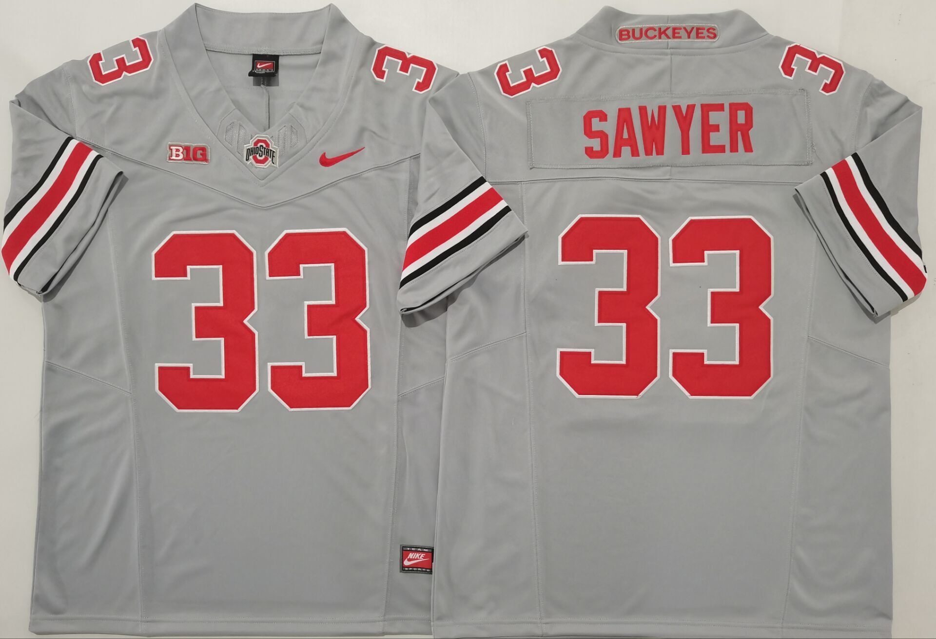 Ohio State Buckeyes GRAY #33 SAWYER