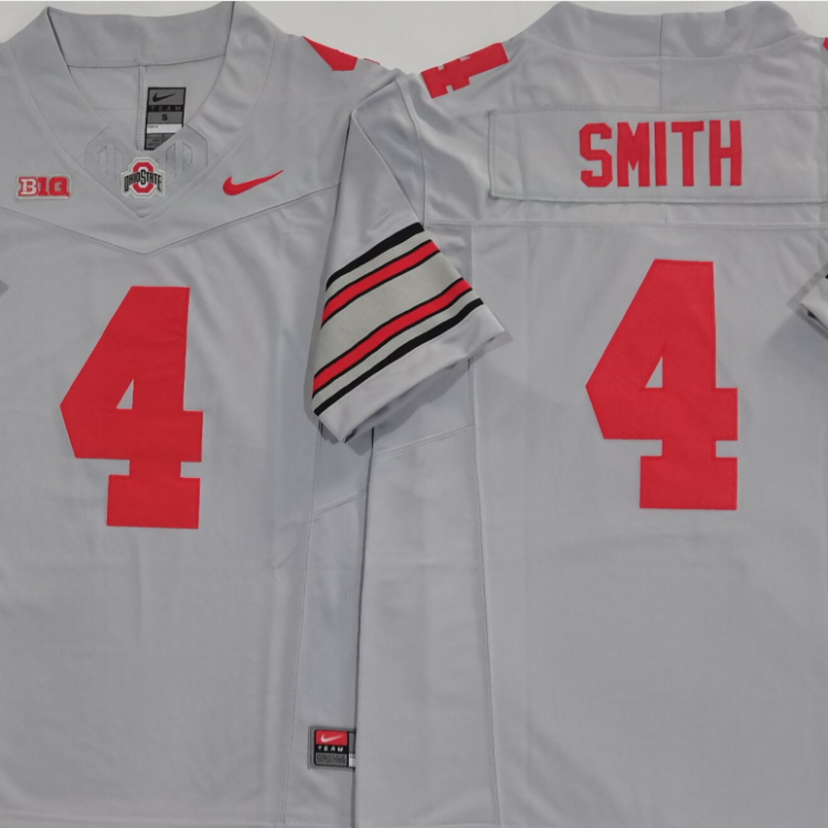 Ohio State Buckeyes GRAY #4 SMITH Stitched Jersey