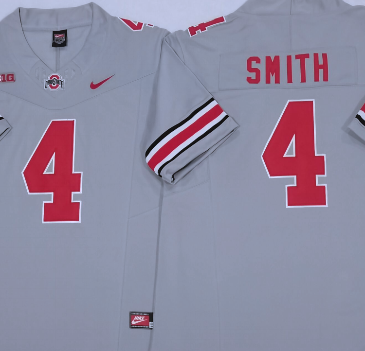 Ohio State Buckeyes GRAY #4 SMITH Stitched Jersey