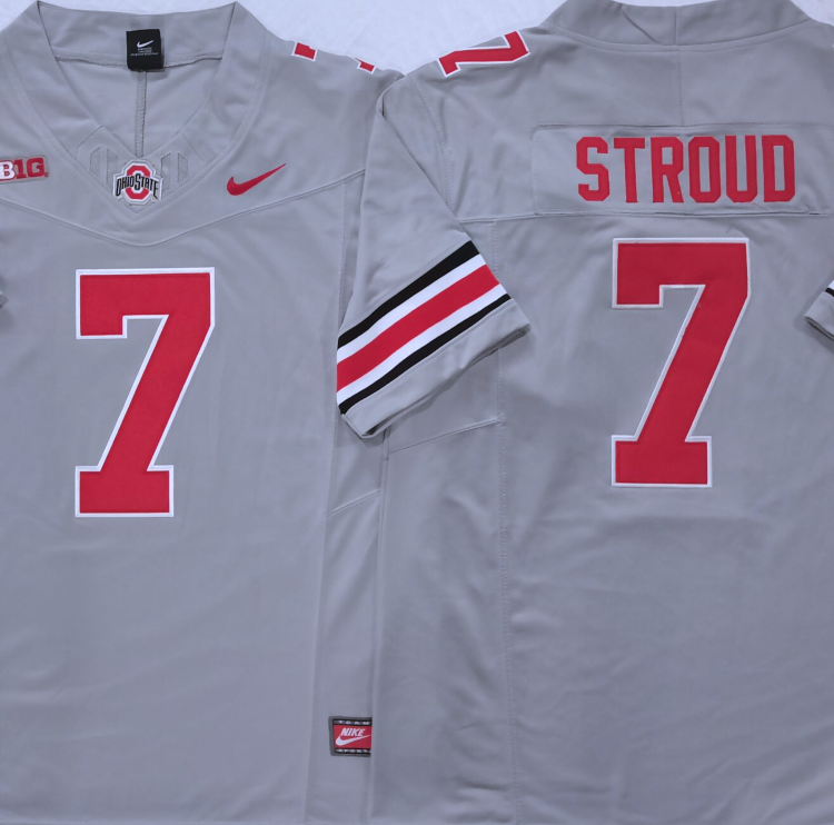 Ohio State Buckeyes GRAY #7 STROUD Stitched Jersey