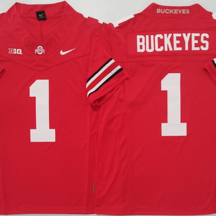 Ohio State Buckeyes Red #1 BUCKEYES Stitched Jersey