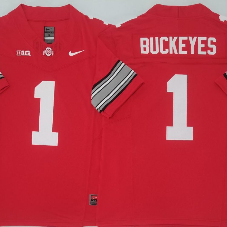 Ohio State Buckeyes Red #1 BUCKEYES Stitched Jersey