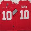 Ohio State Buckeyes Red #10 SAYIN Stitched Jersey
