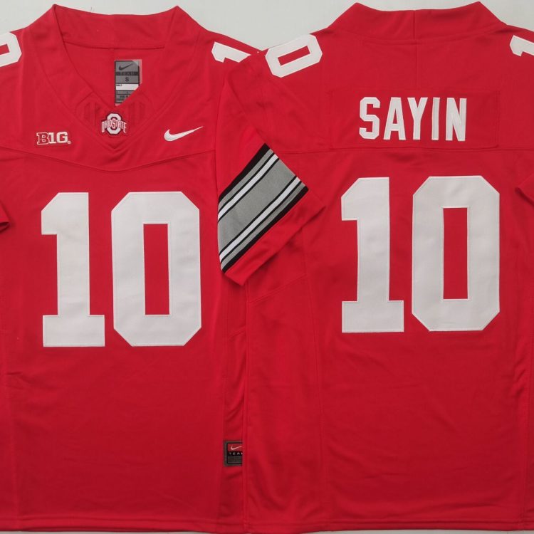 Ohio State Buckeyes Red #10 SAYIN Stitched Jersey
