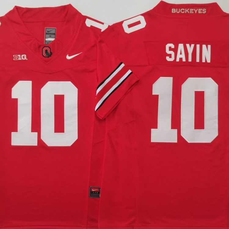Ohio State Buckeyes Red #10 SAYIN Stitched Jersey