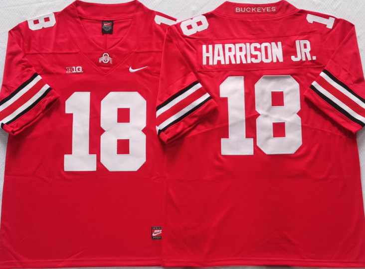 Ohio State Buckeyes Red #18 HARRISON JR. Stitched Jersey