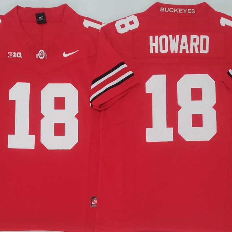 Ohio State Buckeyes Red #18 HOWARD Stitched Jersey