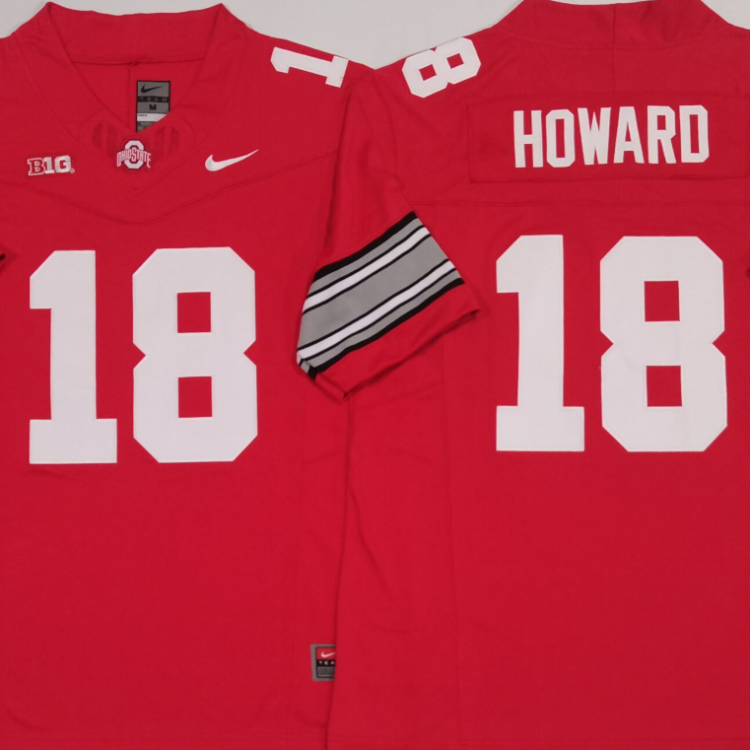 Ohio State Buckeyes Red #18 HOWARD Stitched Jersey