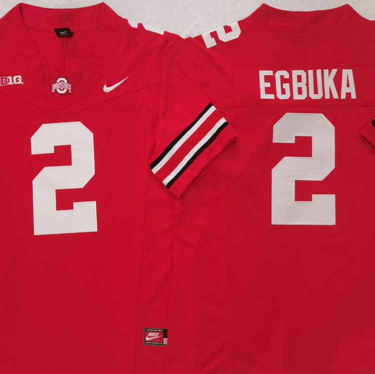 Ohio State Buckeyes Red #2 EGBUKA Stitched Jersey