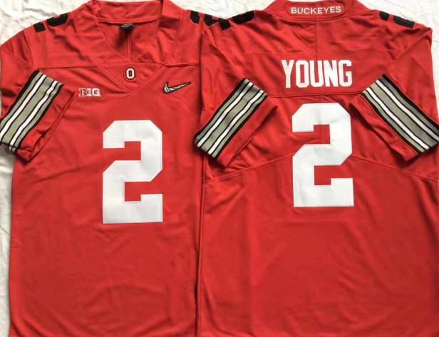Ohio State Buckeyes Red #2 YOUNG Stitched Jersey