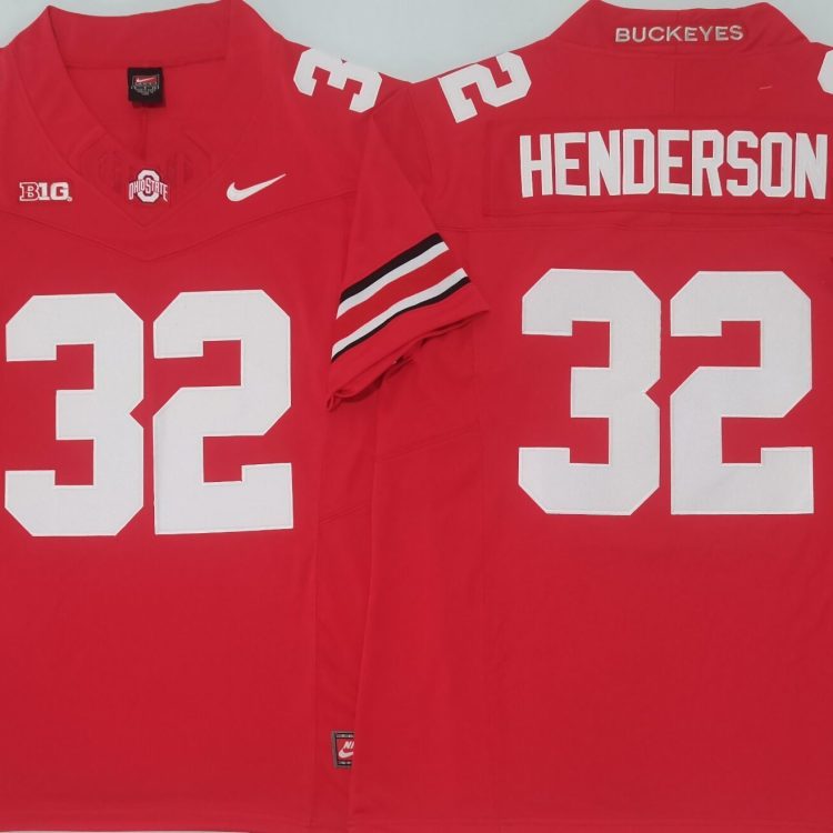 Ohio State Buckeyes Red #32 HENDERSON Stitched Jersey