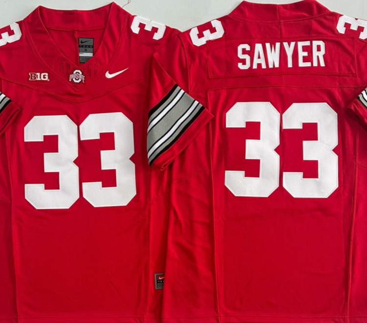 Ohio State Buckeyes Red #33 SAWYER Stitched Jersey