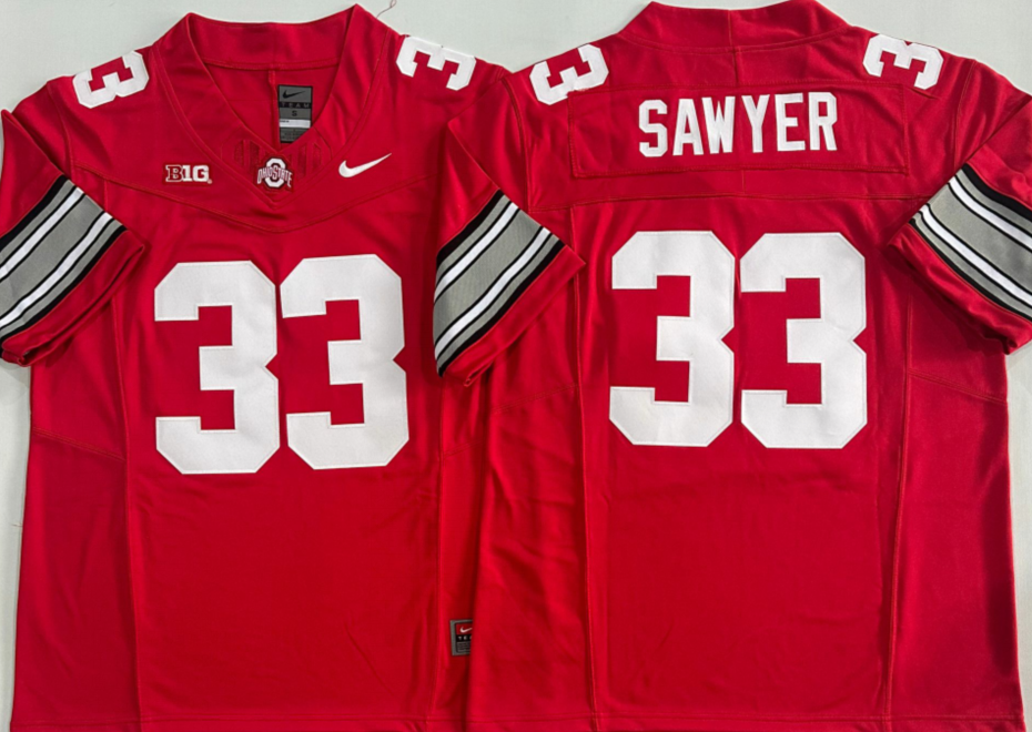 Ohio State Buckeyes Red #33 SAWYER-2