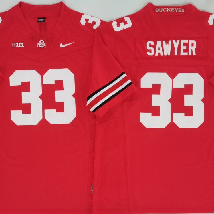 Ohio State Buckeyes Red #33 SAWYER Stitched Jersey