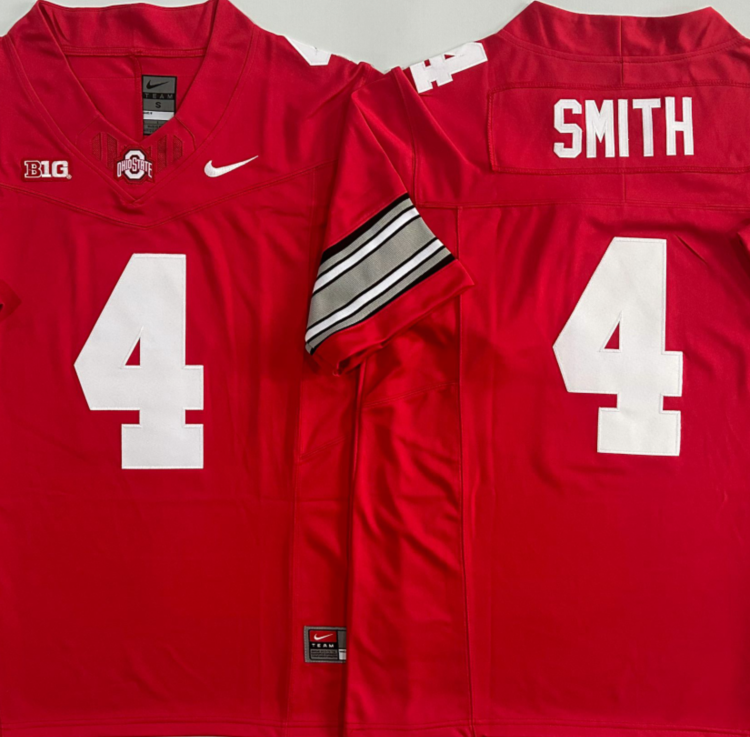 Ohio State Buckeyes RED #4 SMITH Stitched Jersey